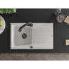 Mexen Cesar chiuvetă de granit cu 1 compartiment, cu scurgător și baterie de bucătărie Elia, alb - 6514-20-670101-70