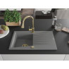 Mexen Cesar chiuvetă de granit cu o cuvă cu scurgător și baterie de bucătărie Elia, gri - 6514-71-670101-50