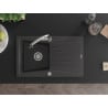 Mexen Cesar chiuvetă de granit cu 1 compartiment cu scurgător și baterie de bucătărie Elia, negru pătat - 6514-76-670101-00