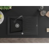 Mexen Cesar chiuvetă de bucătărie din granit, 1 compartiment, cu scurgător și baterie Elia, negru - 6514-77-670101-70