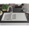 Mexen Andres chiuvetă de granit cu 1,5 camere cu scurgător și baterie de bucătărie Elia, alb - 6515-20-670101-00