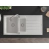 Mexen Andres chiuvetă de granit cu 1,5 camere cu scurgător și baterie de bucătărie Elia, alb - 6515-20-670101-00