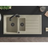 Mexen Andres chiuvetă de granit cu 1,5 camere și scurgător și baterie de bucătărie Elia, bej - 6515-69-670101-70
