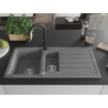 Mexen Andres chiuvetă de granit 1,5 compartimente cu picurător și baterie de bucătărie Elia, gri - 6515-71-670101-70