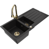 Mexen Andres 1,5-medencés gránit mosogató csepegtetővel és Elia konyhai csapteleppel, fekete - 6515-77-670101-50