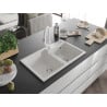 Mexen Tomas chiuvetă granit 2-camere cu baterie de bucătărie Elia, alb - 6516-20-670101-20