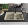 Mexen Tomas chiuvetă de granit cu 2 cuve și baterie de bucătărie Elia, bej - 6516-69-670101-70