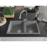 Mexen Tomas chiuvetă de granit cu 2 compartimente cu baterie de bucătărie Elia, gri - 6516-71-670101-00