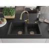 Mexen Tomas chiuvetă granit 2 compartimente cu baterie de bucătărie Elia, negru/argintiu metalic - 6516-73-670101-50