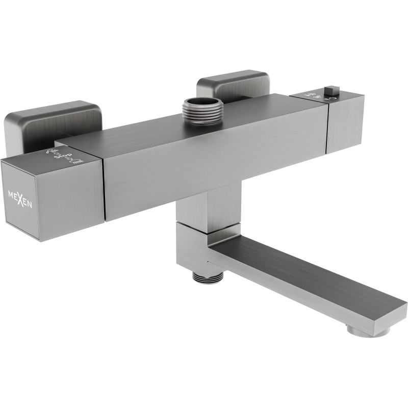 Mexen Cube baterie de cadă-duș termostatică, gri închis periat - 77910-66