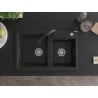 Mexen Tomas chiuvetă de bucătărie din granit cu 2 compartimente și baterie de bucătărie Elia, negru/auriu metalic - 6516-75-670?
