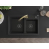 Mexen Tomas chiuvetă de bucătărie din granit cu 2 compartimente și baterie Elia, negru - 6516-77-670101-50-B