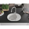 Mexen Kevin chiuvetă de granit cu un compartiment, cu picurător și baterie de bucătărie Elia, Albă - 6517-20-670101-00