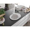 Mexen Kevin chiuvetă de granit cu un compartiment, cu picurător și baterie de bucătărie Elia, Albă - 6517-20-670101-20
