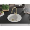 Mexen Kevin chiuvetă de granit cu un compartiment, cu picurător și baterie de bucătărie Elia, Albă - 6517-20-670101-50