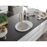 Mexen Kevin chiuvetă de granit cu un compartiment, cu picurător și baterie de bucătărie Elia, Albă - 6517-20-670101-50