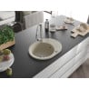 Mexen Kevin chiuvetă de granit cu un compartiment, cu picurător și baterie de bucătărie Elia, Bej - 6517-69-670101-00
