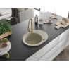 Mexen Kevin chiuvetă de granit cu un compartiment, cu picurător și baterie de bucătărie Elia, Bej - 6517-69-670101-50