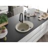 Mexen Kevin chiuvetă de granit cu un compartiment, cu picurător și baterie de bucătărie Elia, Bej - 6517-69-670101-70