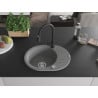 Mexen Kevin chiuvetă de granit cu un compartiment, cu picurător și baterie de bucătărie Elia, gri - 6517-71-670101-70