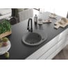 Mexen Kevin chiuvetă de granit cu un compartiment, cu picurător și baterie de bucătărie Elia, gri - 6517-71-670101-70-B