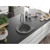 Mexen Kevin chiuvetă de granit cu un compartiment, cu picurător și baterie de bucătărie Elia, gri - 6517-71-670101-71