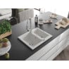 Mexen Carlos chiuvetă din granit cu 1,5 compartimente cu baterie de bucătărie Elia, alb - 6518-20-670101-00