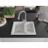Mexen Carlos chiuvetă din granit cu 1,5 compartimente cu baterie de bucătărie Elia, alb - 6518-20-670101-00
