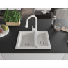 Mexen Carlos chiuvetă de bucătărie din granit cu 1,5 cuve și baterie Elia, alb - 6518-20-670101-20