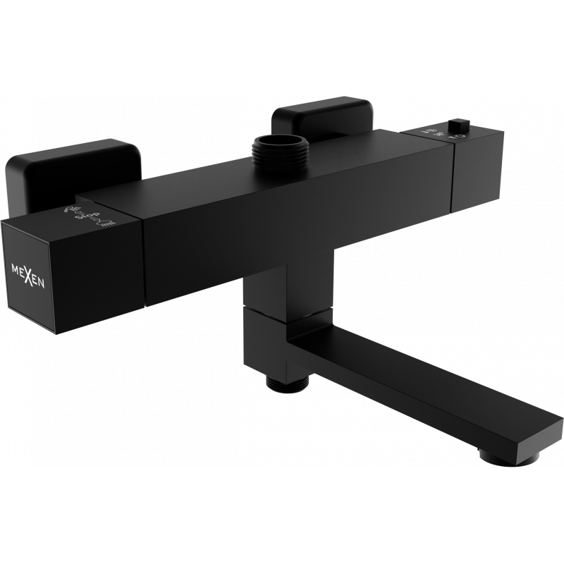 Mexen Cube baterie termostatică pentru cadă și duș, neagră - 77910-70