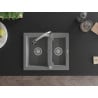 Mexen Carlos chiuvetă din granit cu 1,5 compartimente și baterie de bucătărie Elia, gri - 6518-71-670101-00