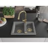 Mexen Carlos chiuvetă granit 1,5-camere cu baterie de bucătărie Elia, gri - 6518-71-670101-50