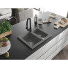 Mexen Carlos chiuvetă de granit 1,5 cuve cu baterie de bucătărie Elia, gri - 6518-71-670101-70