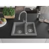 Mexen Carlos chiuvetă de granit cu 1,5 compartiment și baterie de bucătărie Elia, gri - 6518-71-670101-71