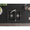Mexen Carlos chiuvetă din granit cu 1,5 compartimente cu baterie de bucătărie Elia, negru/auriu metalic - 6518-75-670101-00