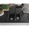 Mexen Carlos chiuvetă de granit cu 1,5 compartimente cu baterie de bucătărie Elia, negru - 6518-77-670101-70