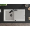 Mexen Leo chiuvetă de granit cu 1 compartiment cu scurgător și baterie Duo, albă - 6501-20-671701-70-B