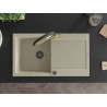 Mexen Leo chiuvetă de granit cu 1 compartiment, cu scurgător și baterie de bucătărie Duo, bej - 6501-69-671701-57-B