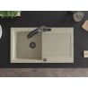 Mexen Leo chiuvetă de bucătărie din granit cu 1 cuvă, scurgător și baterie Duo, bej - 6501-69-671701-70-B