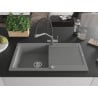 Mexen Leo chiuvetă din granit cu 1 compartiment, cu scurgător și baterie de bucătărie Duo, gri - 6501-71-671701-07