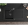Chiuvetă granit Mexen Leo cu 1 compartiment și picurător și baterie de bucătărie Duo, negru/argintiu metalic - 6501-73-671701-7?