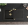 Mexen Leo chiuvetă de bucătărie din granit cu 1 compartiment, cu scurgător și baterie Duo, negru/auriu metalizat - 6501-75-6717?