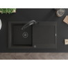 Mexen Leo chiuvetă de granit cu 1 compartiment cu picurător și baterie de bucătărie Duo, negru/auriu metalic