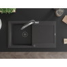 Mexen Leo chiuvetă din granit cu 1 compartiment cu scurgător și baterie de bucătărie Duo, negru cu pete