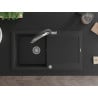Mexen Leo chiuvetă din granit cu 1 compartiment și picurător și baterie de bucătărie Duo, negru - 6501-77-671701-07