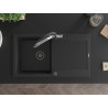 Mexen Leo chiuvetă de granit cu o cuvă și scurgător Duo, negru - 6501-77-671701-07-B