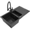 Mexen Matias chiuvetă de bucătărie din granit cu 1,5 compartimente și scurgător și baterie de bucătărie Duo,