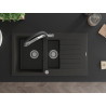 Mexen Matias chiuvetă de granit cu 1,5 compartimente cu scurgător și baterie de bucătărie Duo, negru/auriu metalic