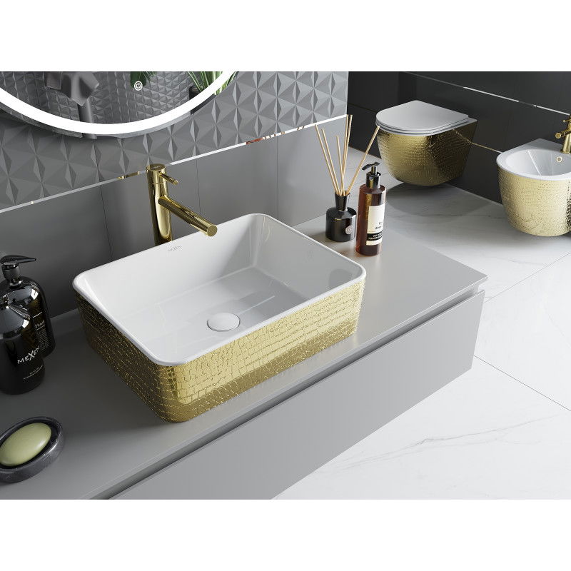 Mexen Catia lavoar pe blat 48 x 38 cm, alb/auriu model solzi - 21314808