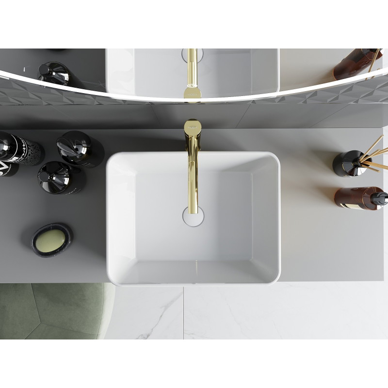 Mexen Catia 48 x 38 cm-es pultra szerelhető mosdó, fehér/arany pikkely minta - 21314808